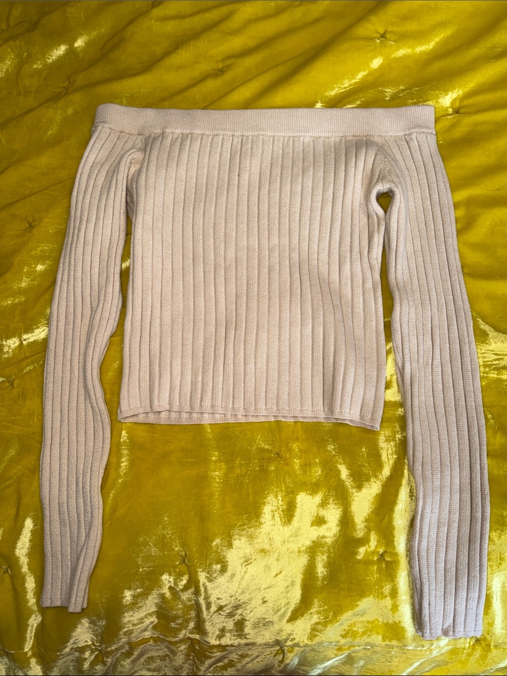 aerie Ribbed Off-the-Shoulder Sweater Top - Cream